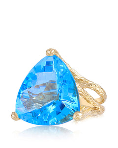 18K Yellow Gold Sky Blue Topaz Cocktail Ring by Natalie Dissel Jewellery