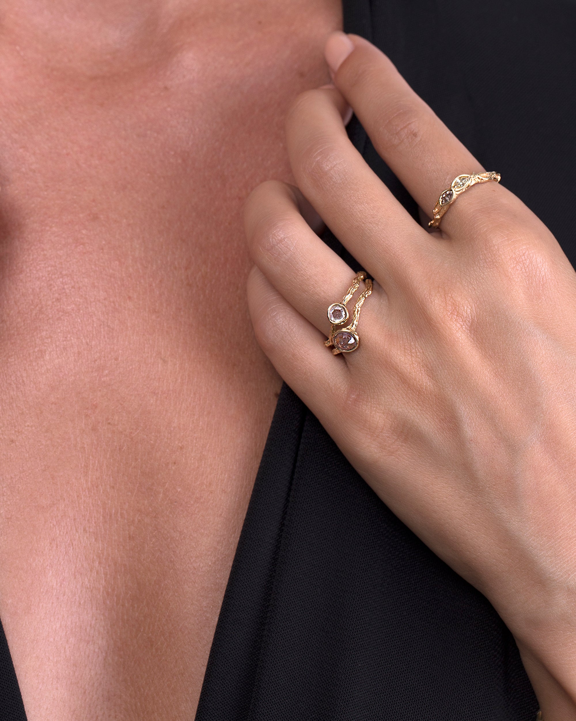 Lianas Orange Diamond Root Ring, 18K Gold