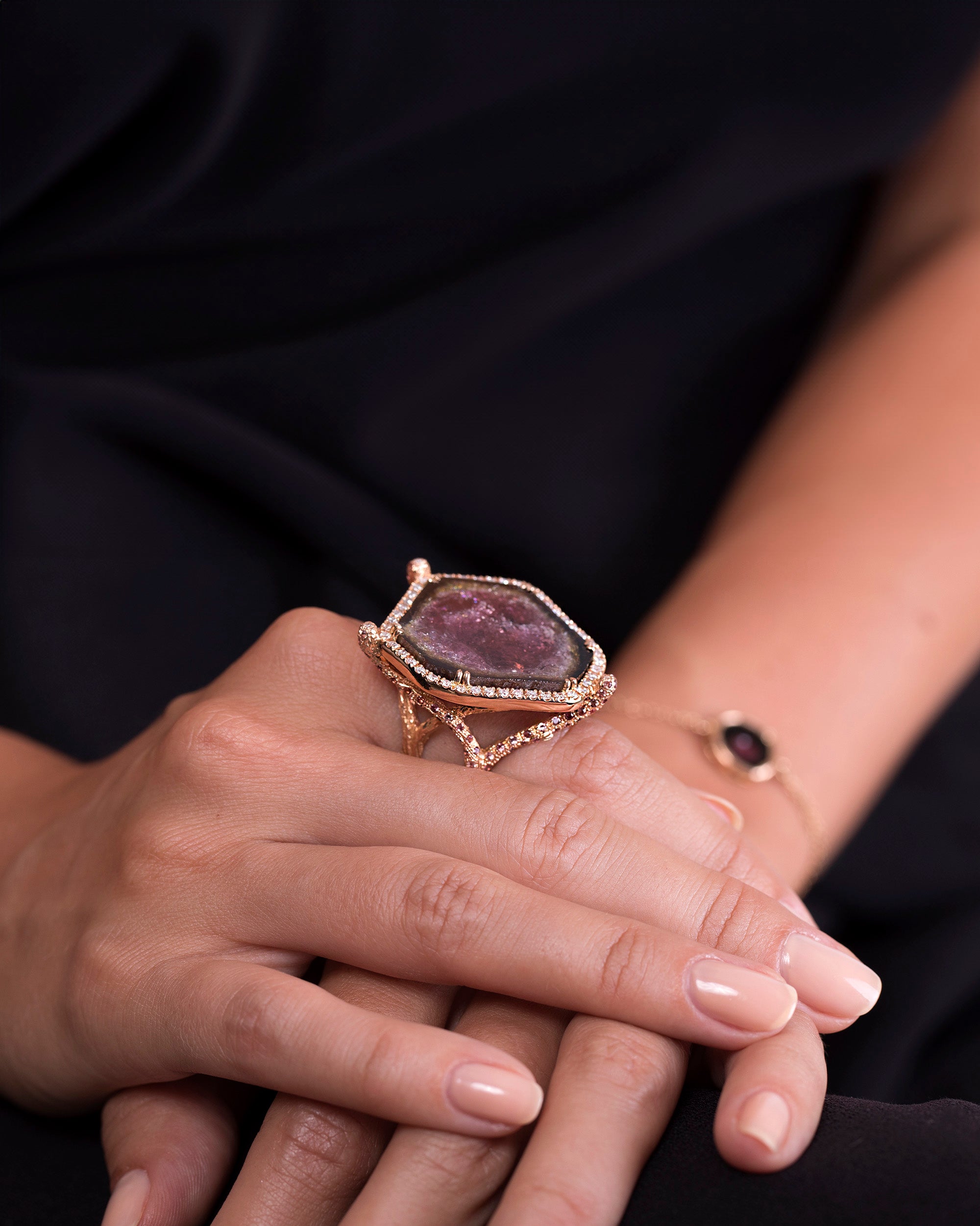 Tourmaline Pink Moon Ring, 18K Gold