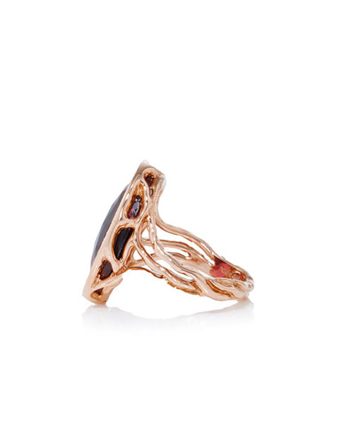 Tourmaline Rose Cut Ring, 18K Gold