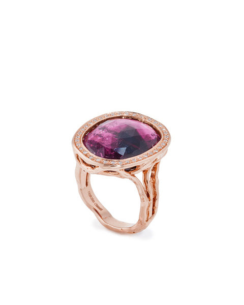 Tourmaline Rose Cut Ring, 18K Gold