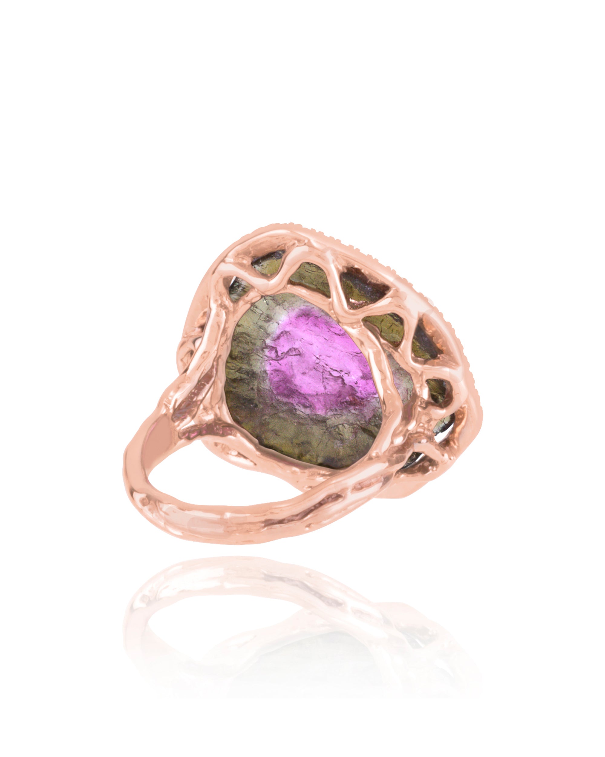 Tourmaline Watermelon Ring, 18K Gold