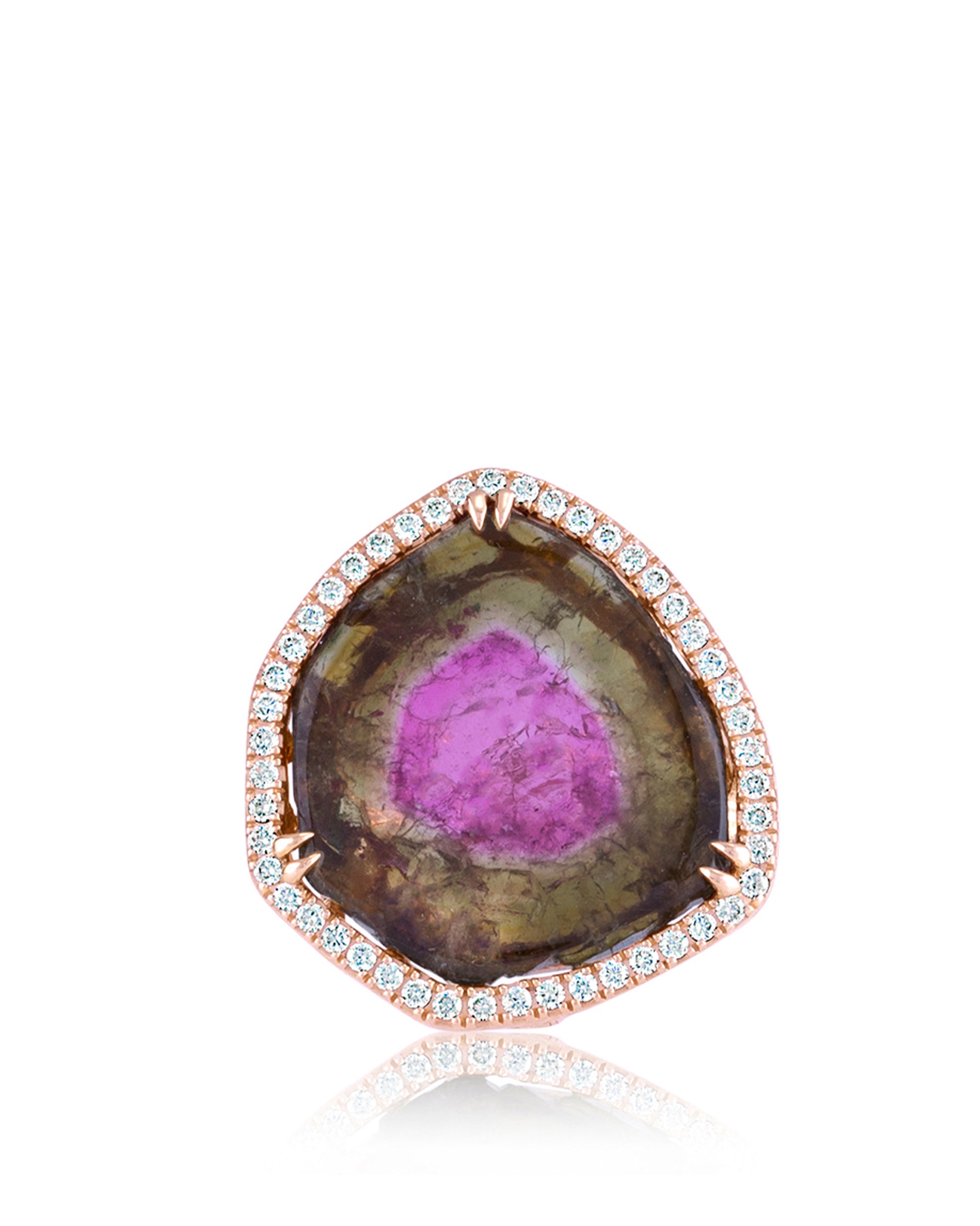 Tourmaline Watermelon Ring, 18K Gold