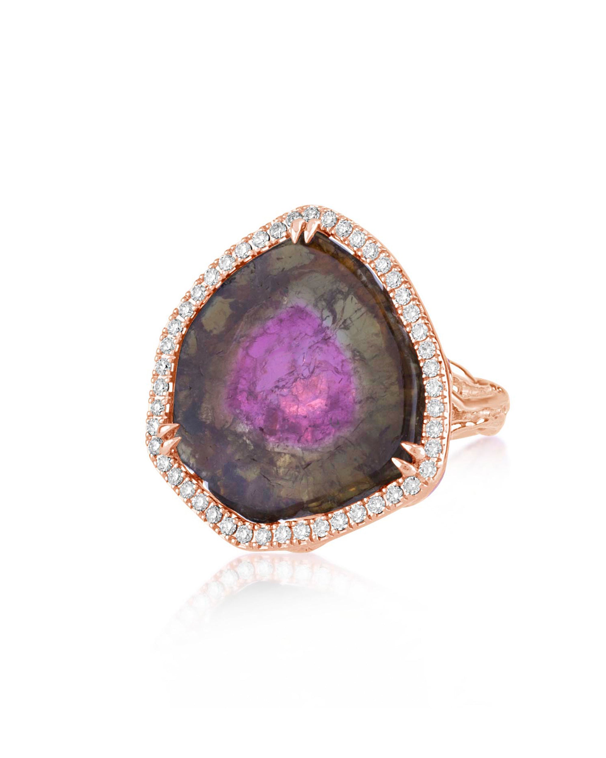 Tourmaline Watermelon Ring, 18K Gold