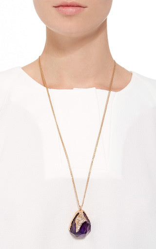 Gem Rock Amethyst Diamonds Necklace (L),  18K Gold