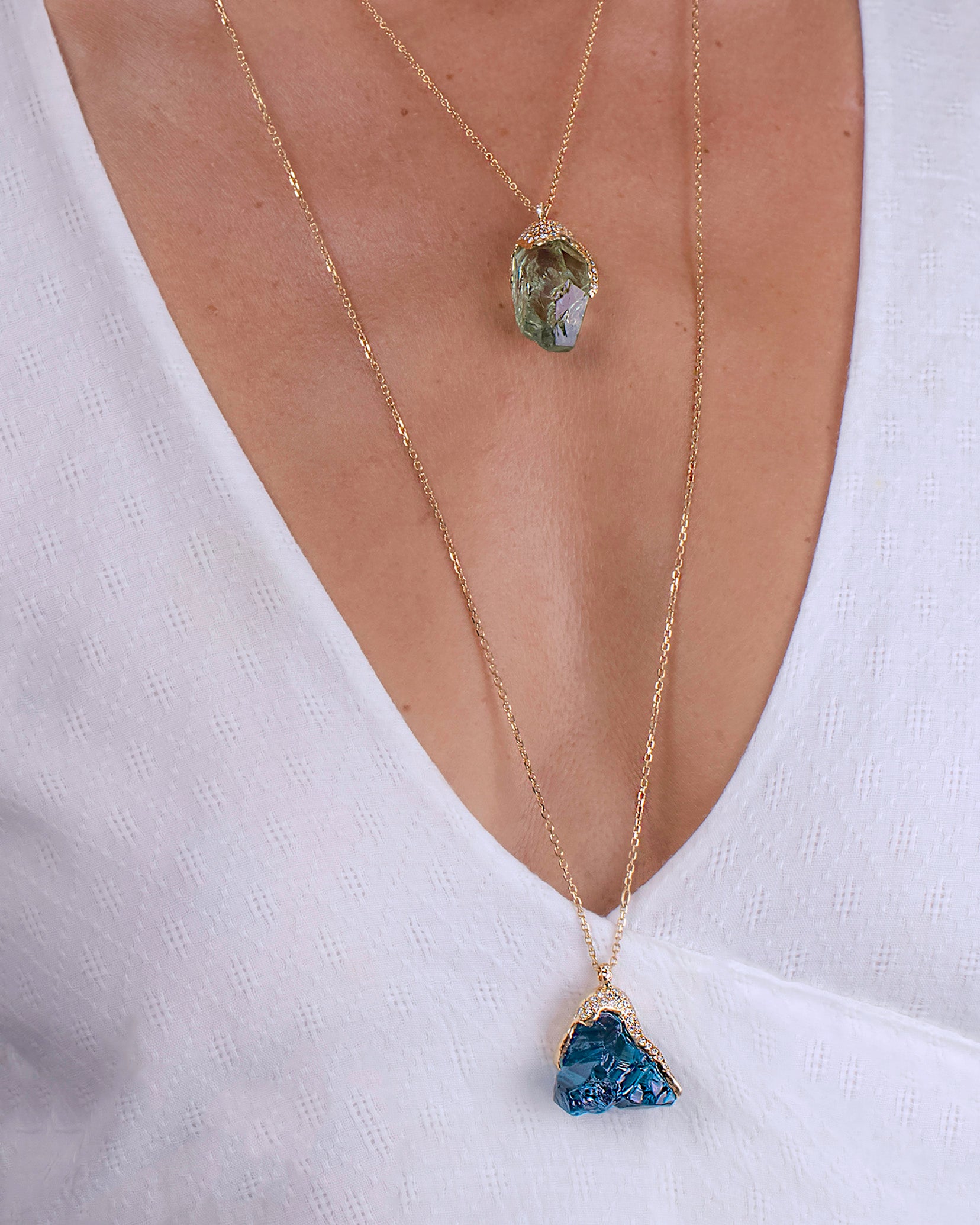 Blue Ice London Topaz Diamond Necklace, 18K Gold